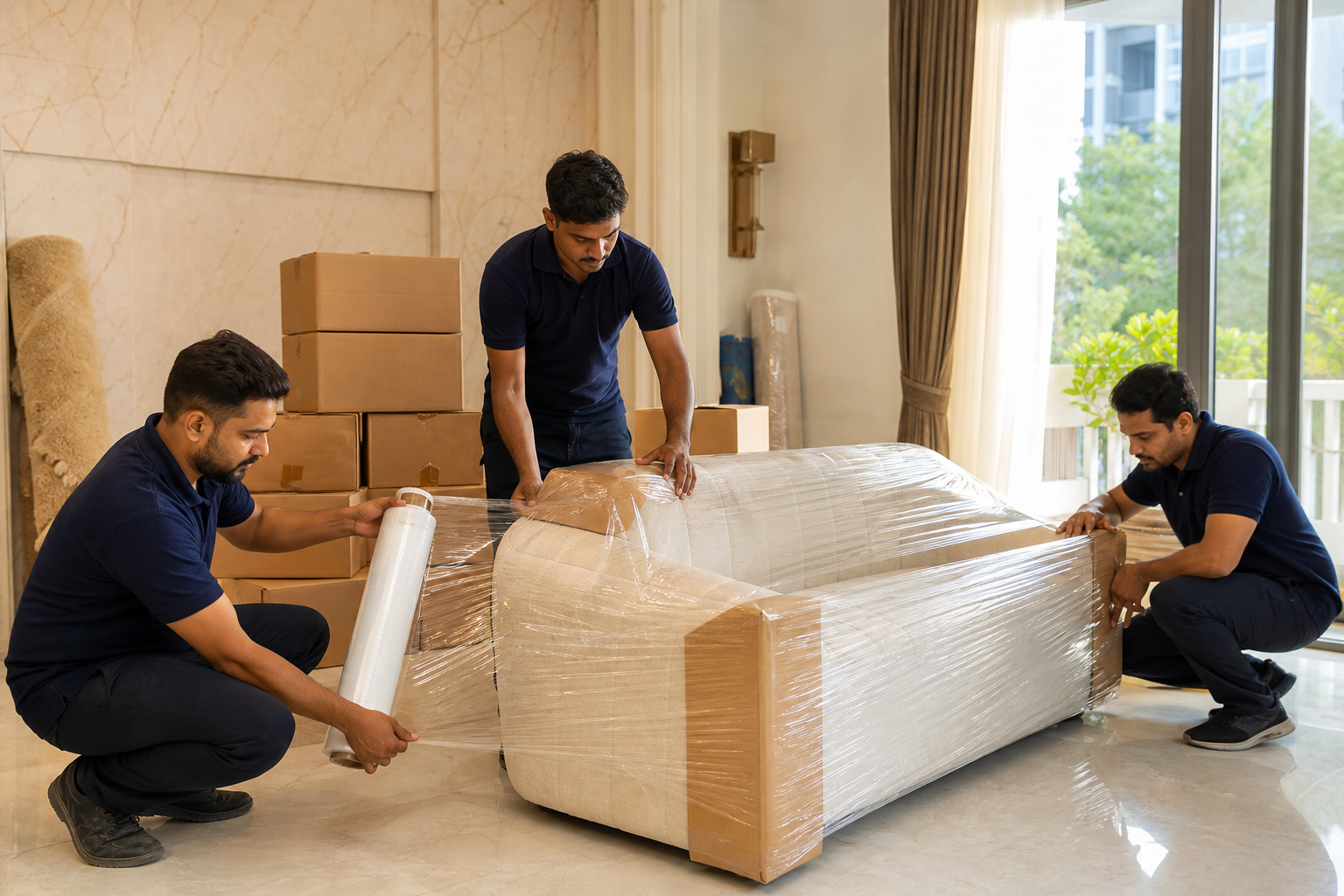 Household belongings being carefully packed